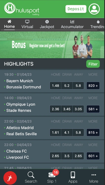 Hulusport app betting interface